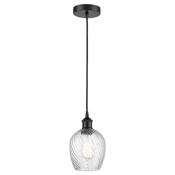 Salina 60-Watt 1-Light Matte Black Standard Mini Pendant Light with Clear Glass Shade, No Bulbs Included
