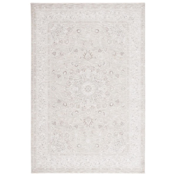 Mason 8 ft. x 10 ft. Light Gray/Green Medallion Border Area Rug