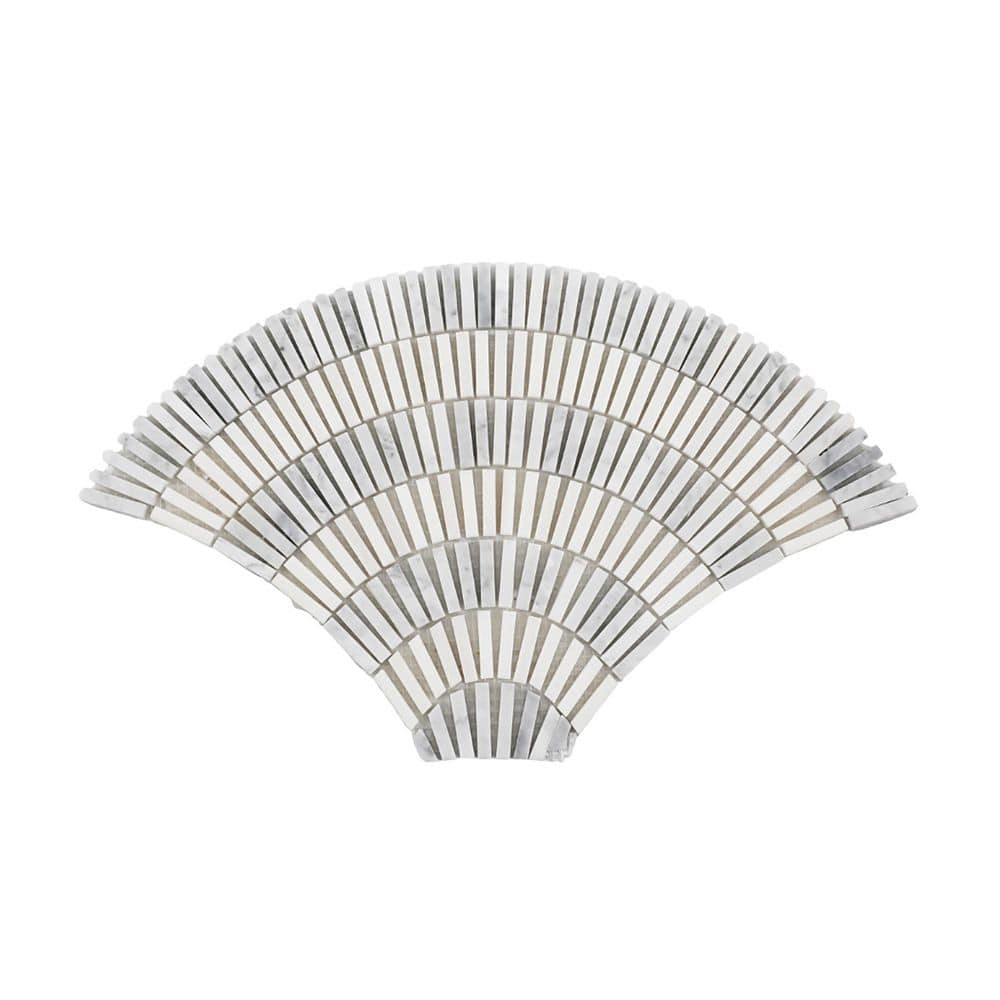 White Carrara 8.78 in. x 8.94 in. Fan Pattern Honed Marble Floor and Wall Mosaic Tile (5.45 sq. ft. /Case) price history on PriceWatchPro