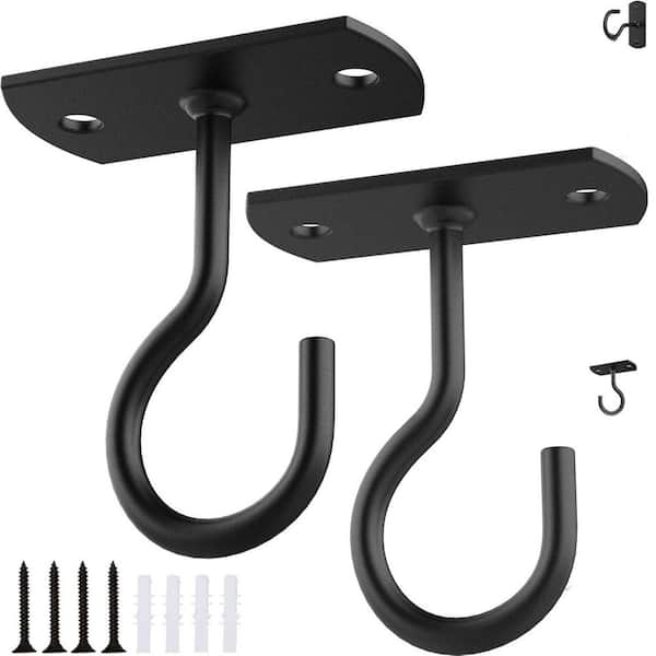 2.5 in. Metal Ceiling Hooks for Hanging Plants 8-Piece Black