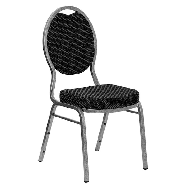 Flash Furniture 4 Pack HERCULES Series Stacking Banquet Chair in Black  Vinyl - Silver Vein Frame