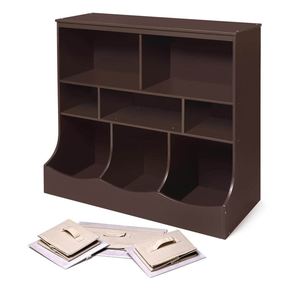Espresso MDF Kids Toy Storage Unit with Ecru Baskets