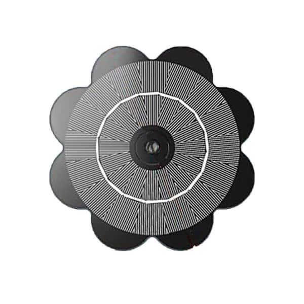 3.5W Black Solar Bird Bath Water Fountain Glass Panel Petal Shape with 7 Nozzles & 4 Fixer Rods for Garden, Pool, Pond