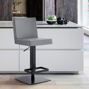 Legacy Contemporary Swivel Bar Stool in Matte Black and Grey Faux Leather