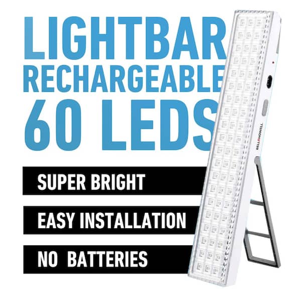 Bell + Howell Super Bright Portable Rechargeable 60 Integrated LED White  Under Cabinet Light Bar 1436 - The Home Depot