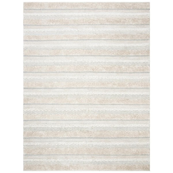 Natura 11 ft. x 15 ft. Ivory Solid Color Striped Area Rug