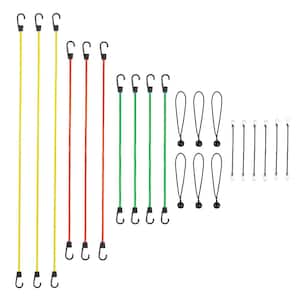 Standard Bungee Cord with Hooks Value Pack Assortment - 20 piece