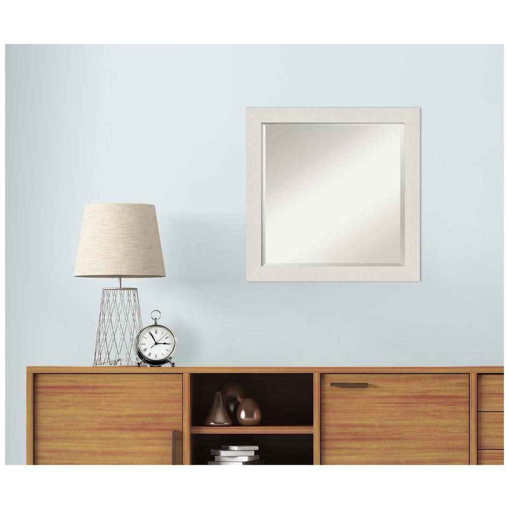 Rustic Plank White Wood Grain Bathroom Vanity Mirror