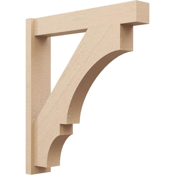 Ekena Millwork 6 in. x 36 in. x 32 in. Balboa Block Rough Cedar Woodgrain Timberthane Polyurethane Outlooker, Primed Tan