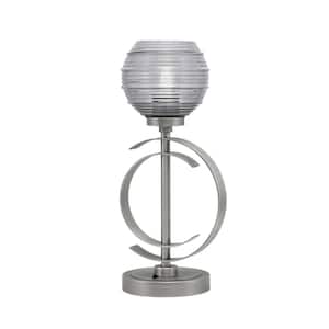 Savanna 16.5 in. Graphite Accent Table Lamp with Smoke Ribbed Glass Shade