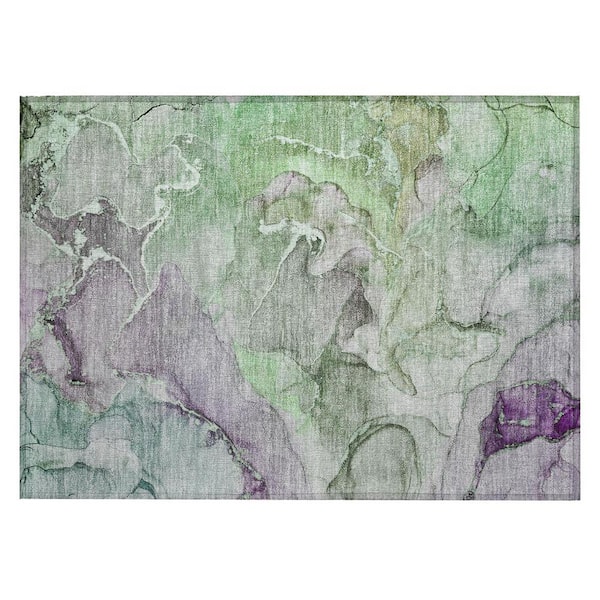 HomeRoots Green 2 ft. x 3 ft. Abstract Indoor/Outdoor Area Rug