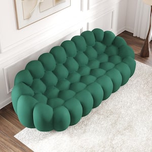 98.4 in. Modular Bubble Armless 3D Knitted Fabric Curved Sectional Sofa Floor 3-Seats Couch for Apartment in Green