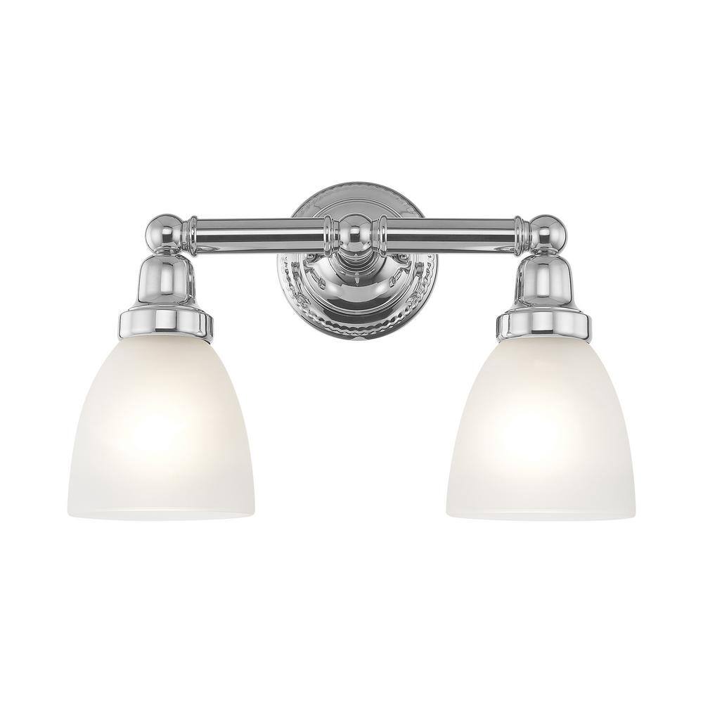 Polished Chrome 2-Light Vanity with Satin Opal Glass