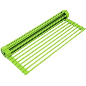 Silicone-Coated Stainless Steel Over Sink Drying Dish Rack - Mint Green