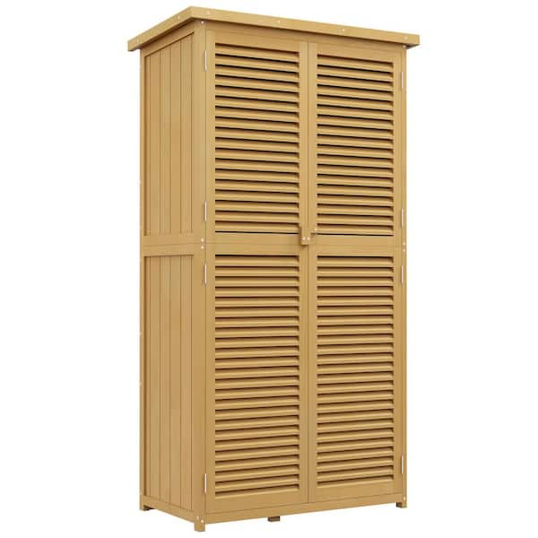 34.25 in. W x 18.25 in. D x 63 in. H Shutter Design Wood Outdoor Storage Cabinet, Utility Tool Organizer