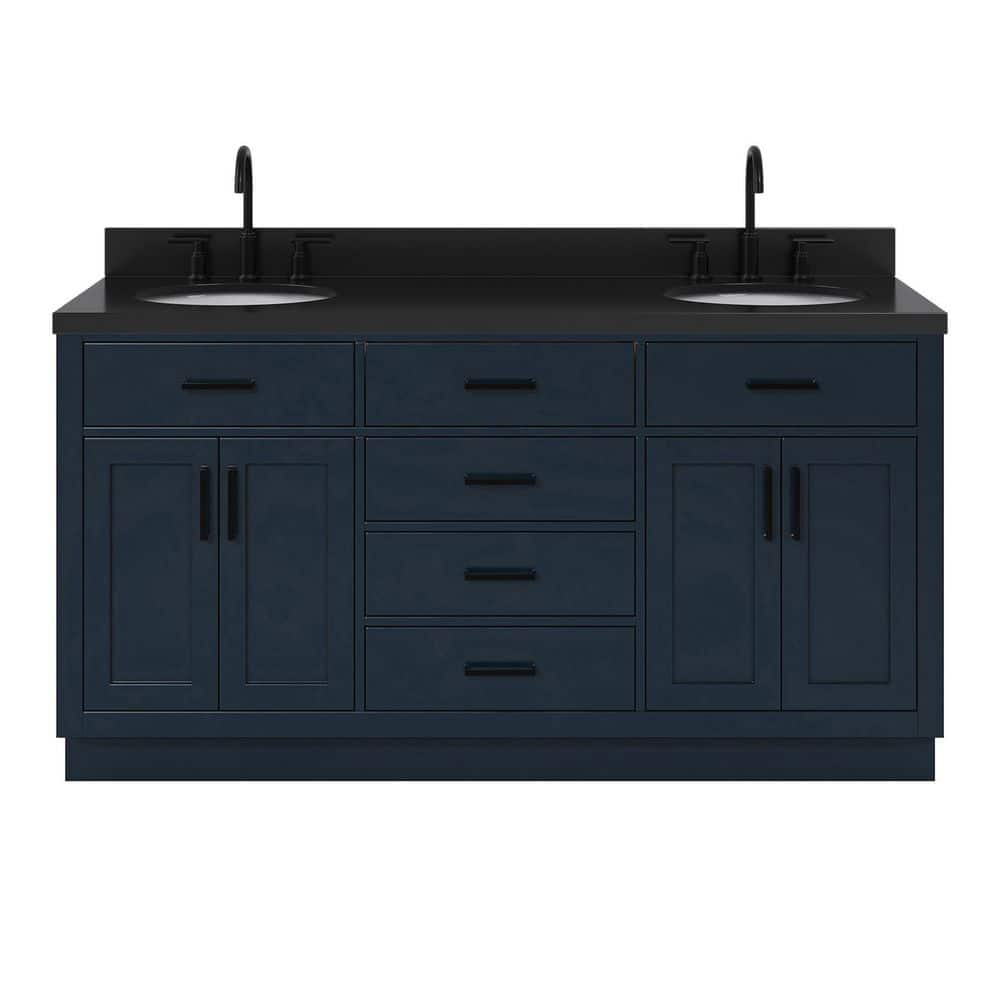 Hepburn 66 in. Double Sink Freestanding Bath Vanity in Midnight Blue with Carbon Black Quartz Top price history on PriceWatchPro
