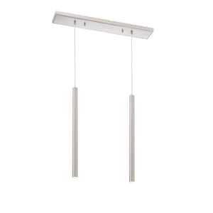 Forest 5-Watt 2-Light Integrated LED Brushed Nickel Shaded Chandelier with Brushed Nickel Steel Shade