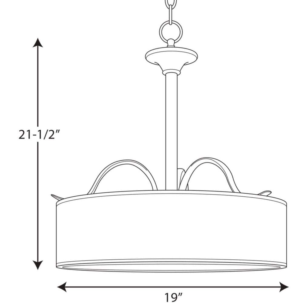 Elegant Antique Bronze 3-Light Pendant with Off-White Linen Shade