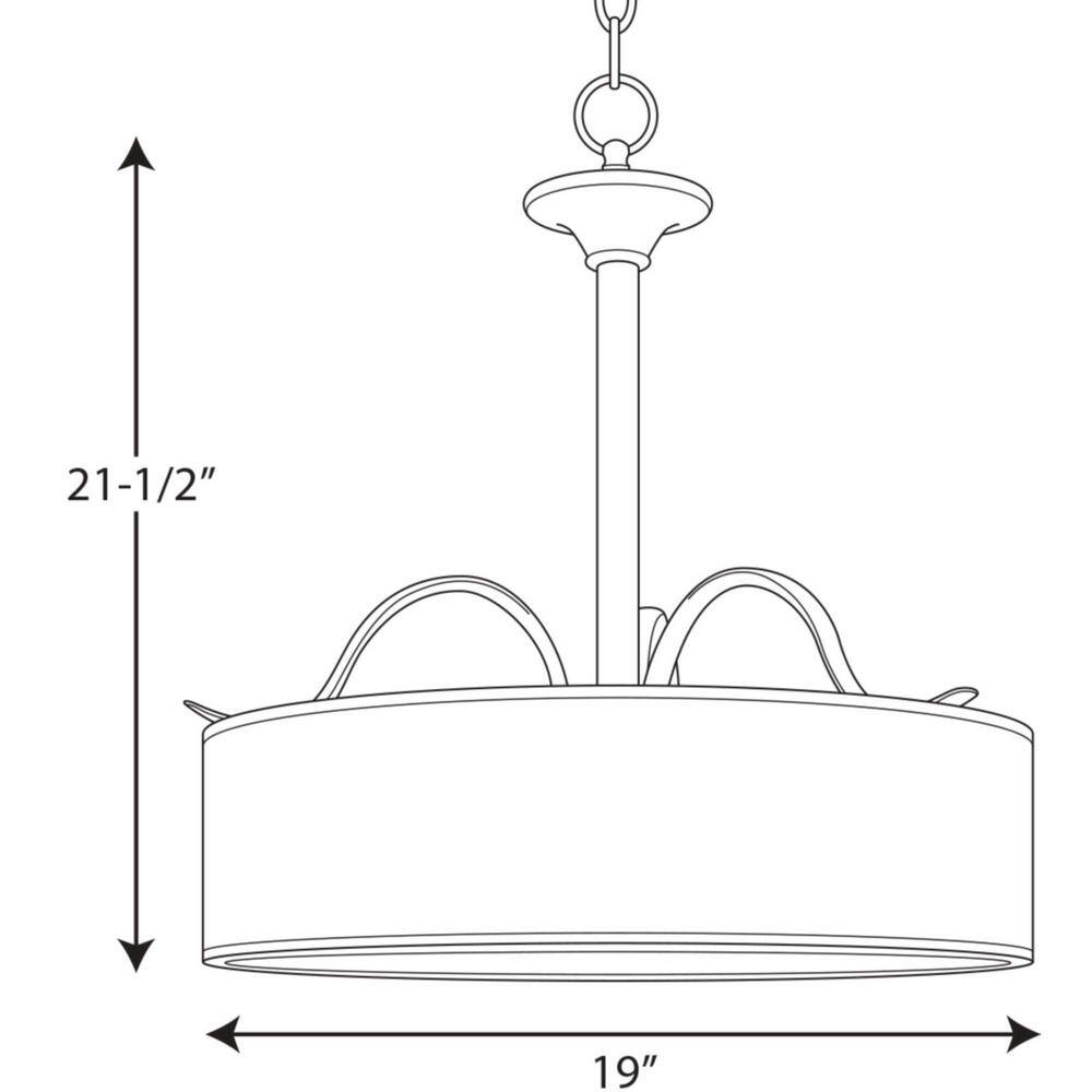 Brushed Nickel 3-Light Pendant with Off-White Linen Shade