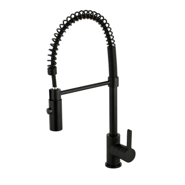 Kingston Brass Contemporary Single-Handle Pull-Down Sprayer Kitchen Faucet in Matte Black