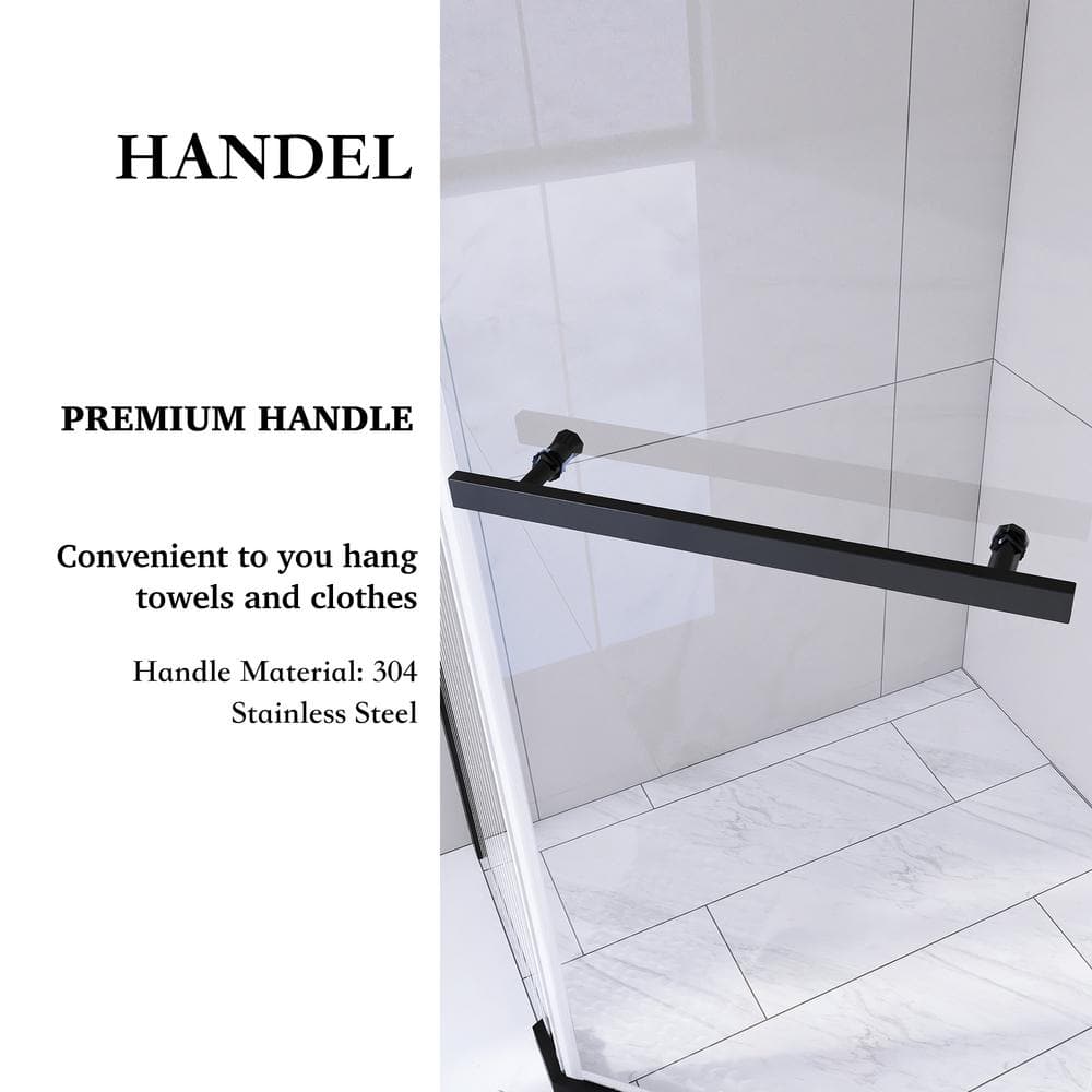 Matte Black Neo-Angle Frameless Pivot Shower Door with Clear Glass