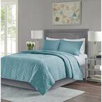 Addie 3-Piece Teal Full/Queen Reversible Coverlet Set