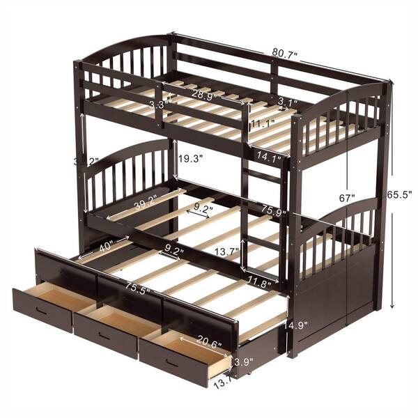 Bunk bed with outlet 3rd pull out bed