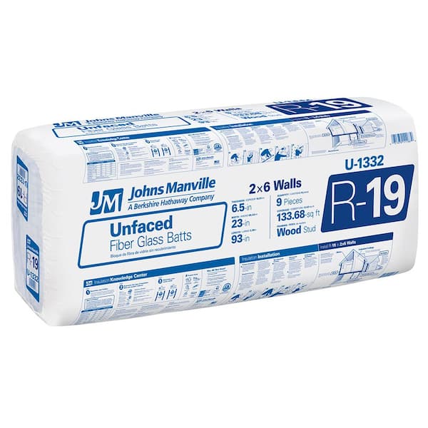 Johns Manville R-19 Unfaced Fiberglass Insulation Batt 23 in. x 93 in.