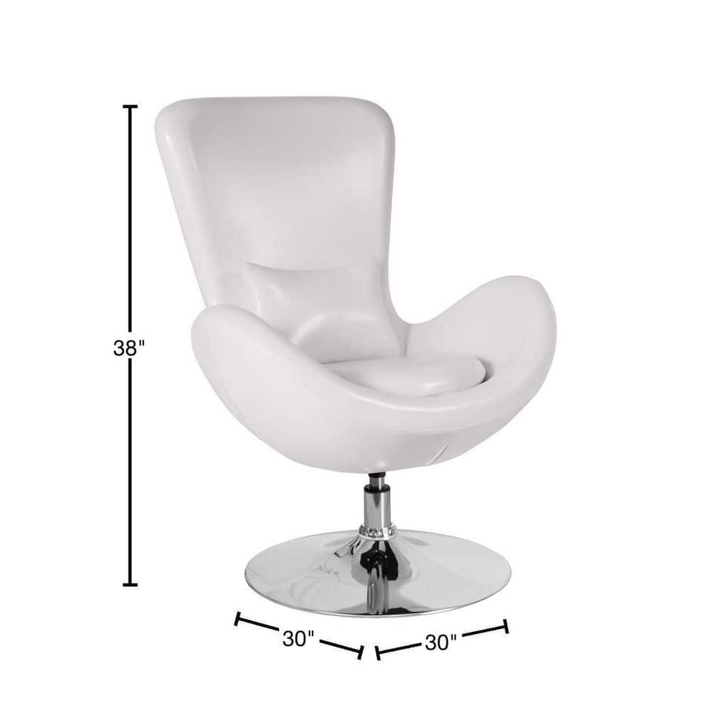 White Leather High Back Swivel Reception Chair with Chrome Base