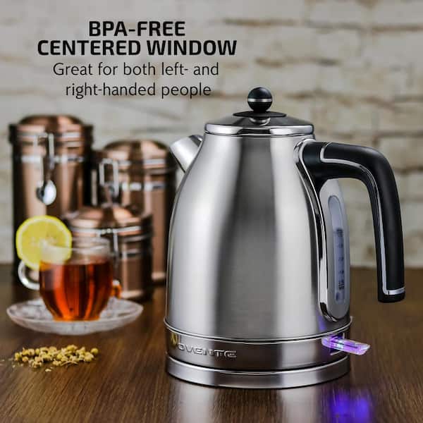 Ovente 1.7 Liter, BPA-Free Electric Glass Hot Water Kettle with  Stainless-Steel Infuser and ProntoFill Technology, Teapot Infuser Perfect  for Tea