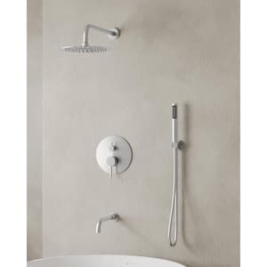 Single Handle 3-Spray Round Tub and Shower Faucet in Brushed Nickel (Valve Included)