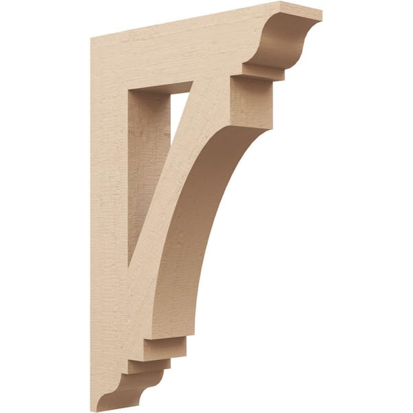 Ekena Millwork 5.5 in. x 36 in. x 24 in. Imperial Traditional Rough Cedar Woodgrain Timberthane Polyurethane Bracket, Primed Tan