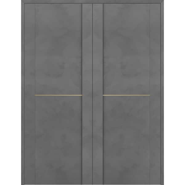 Belldinni Vona 01 1H Gold 64 in. x 80 in. Both Active Dark Urban Wood Composite Double Prehung Interior Door