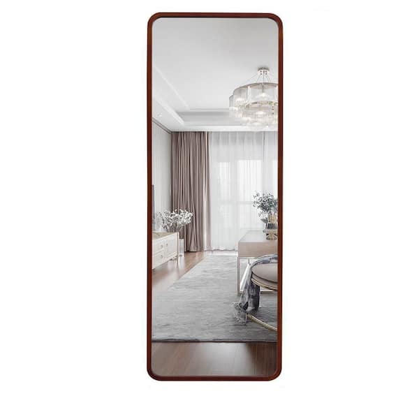Unbranded 21 in. W x 64 in. H Modern Rectangular Full Length Framed Brown Floor Mirror Vanity Mirror