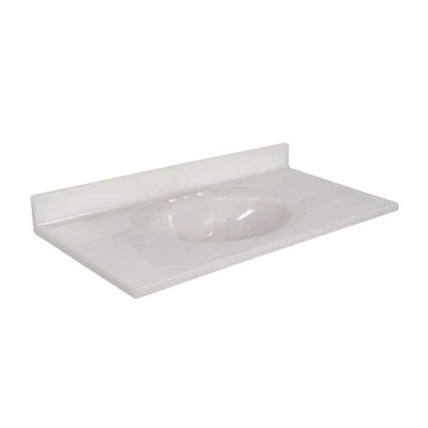Glacier Bay 37 in. W x 19 in. D Cultured Marble White Onyx Round Single Sink Vanity Top in Onyx
