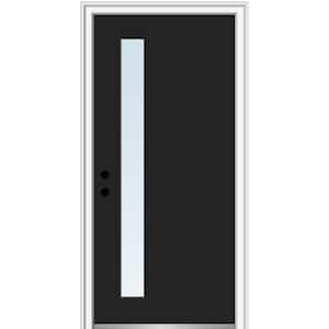 30 in. x 80 in. Viola Right-Hand Inswing 1-Lite Clear Low-E Painted Fiberglass Prehung Front Door on 6-9/16 in. Frame