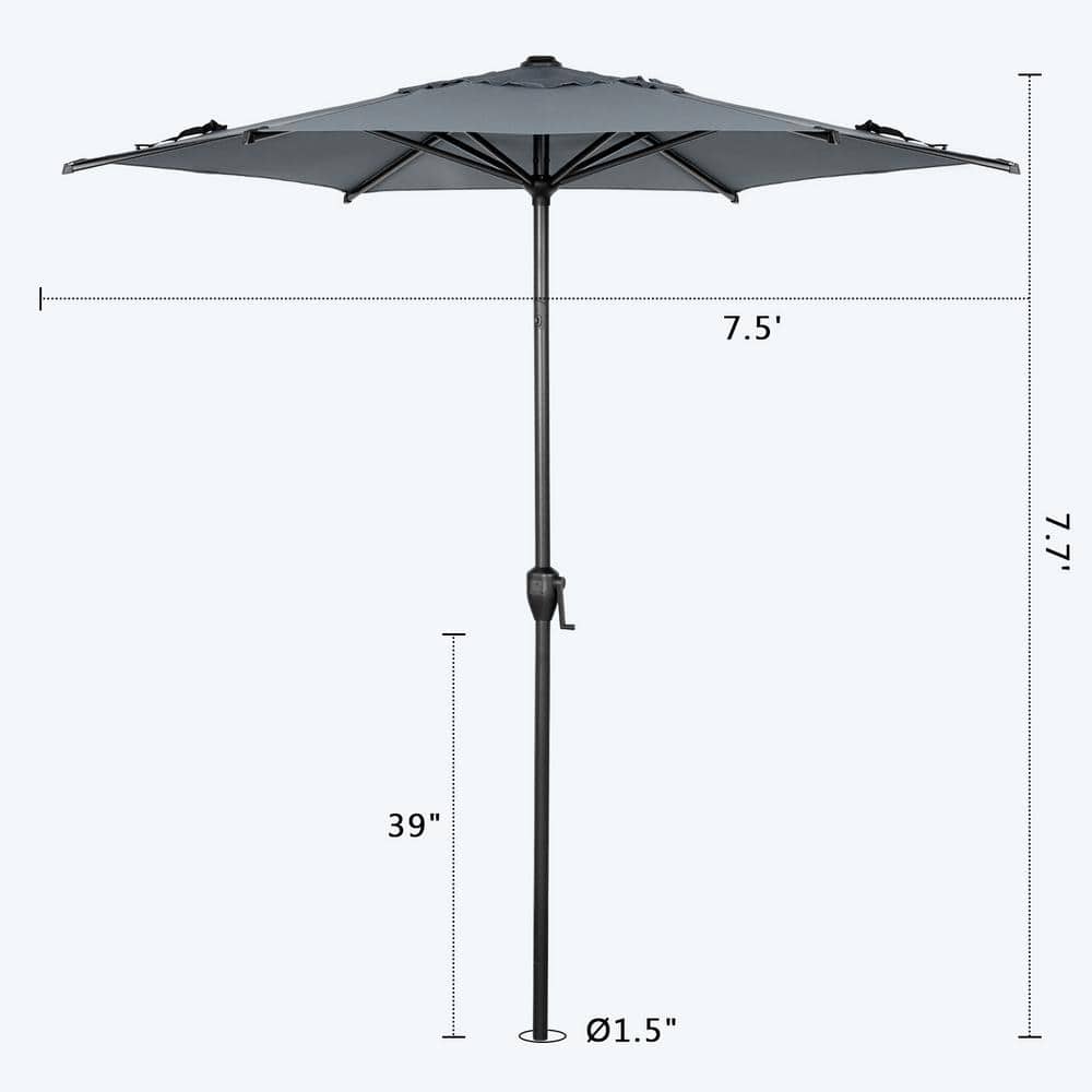 Lyon 7.5FT Hexagonal Grey Polyester Patio Umbrella with Steel Pole