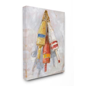 "Boat Buoy Ocean Lake Red Yellow Painting" by Ethan Harper Canvas Wall Art 20 in. x 16 in.