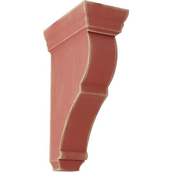 Ekena Millwork 2 in. x 8 in. x 4-1/2 in. Salvage Red Small Rojas Wood Vintage Decor Corbel