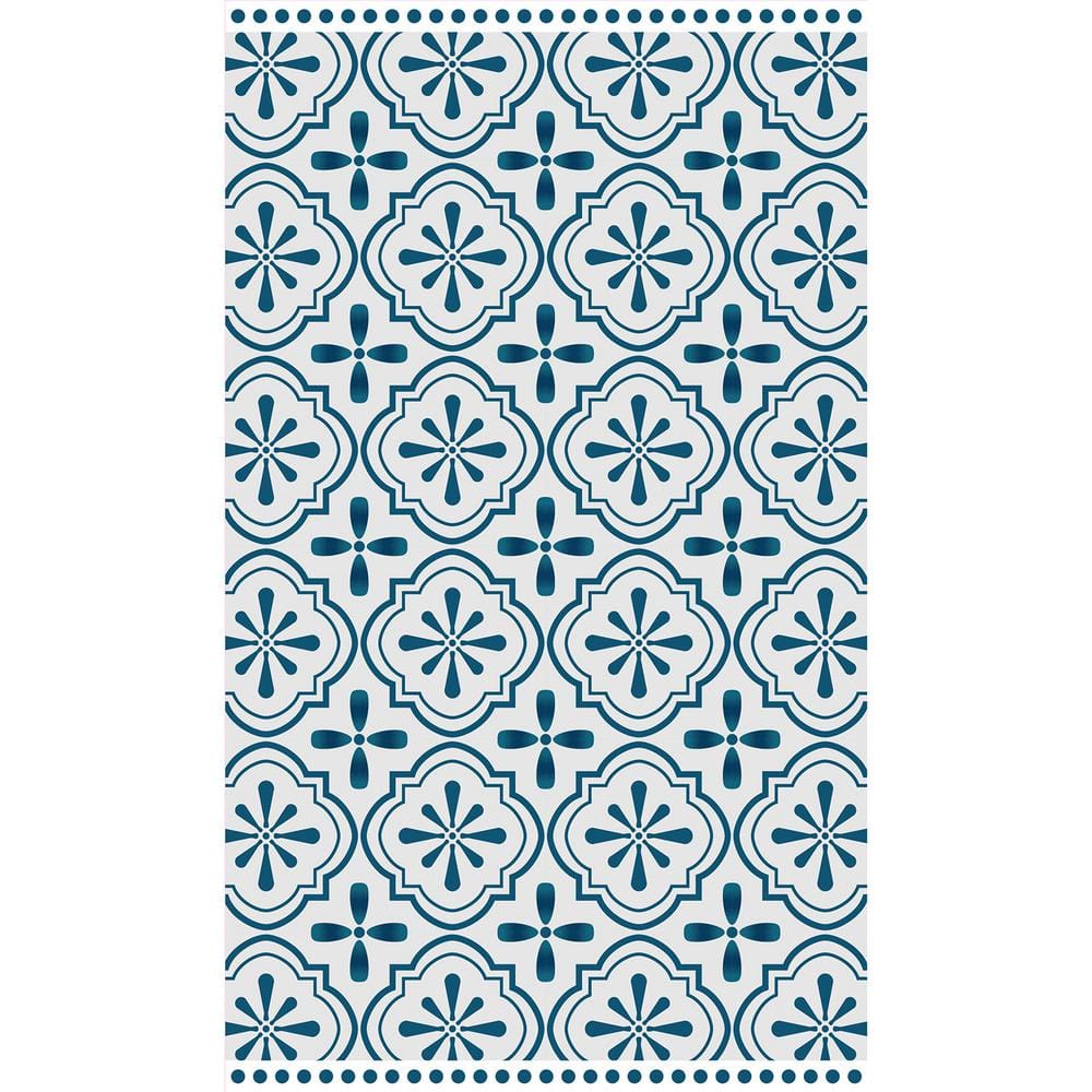 smart tiles Decorative Blue and Cream 20 in. x 34 in. Laminated Kitchen ...