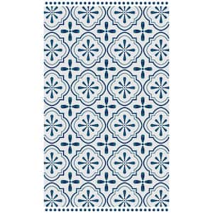 Decorative Blue and Cream 20 in. x 34 in. Laminated Kitchen Mat