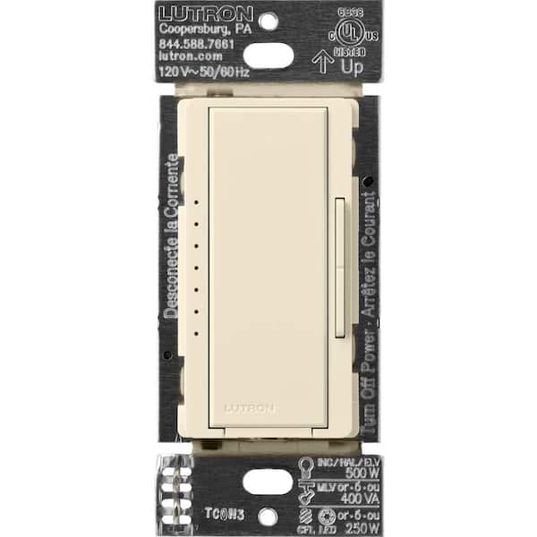 Lutron Maestro PRO LED+ Tap Dimmer Switch for 250W LED, 500W ELV, 400W MLV, Single Pole/Multi-Location, Almond (MA-PRO-AL)