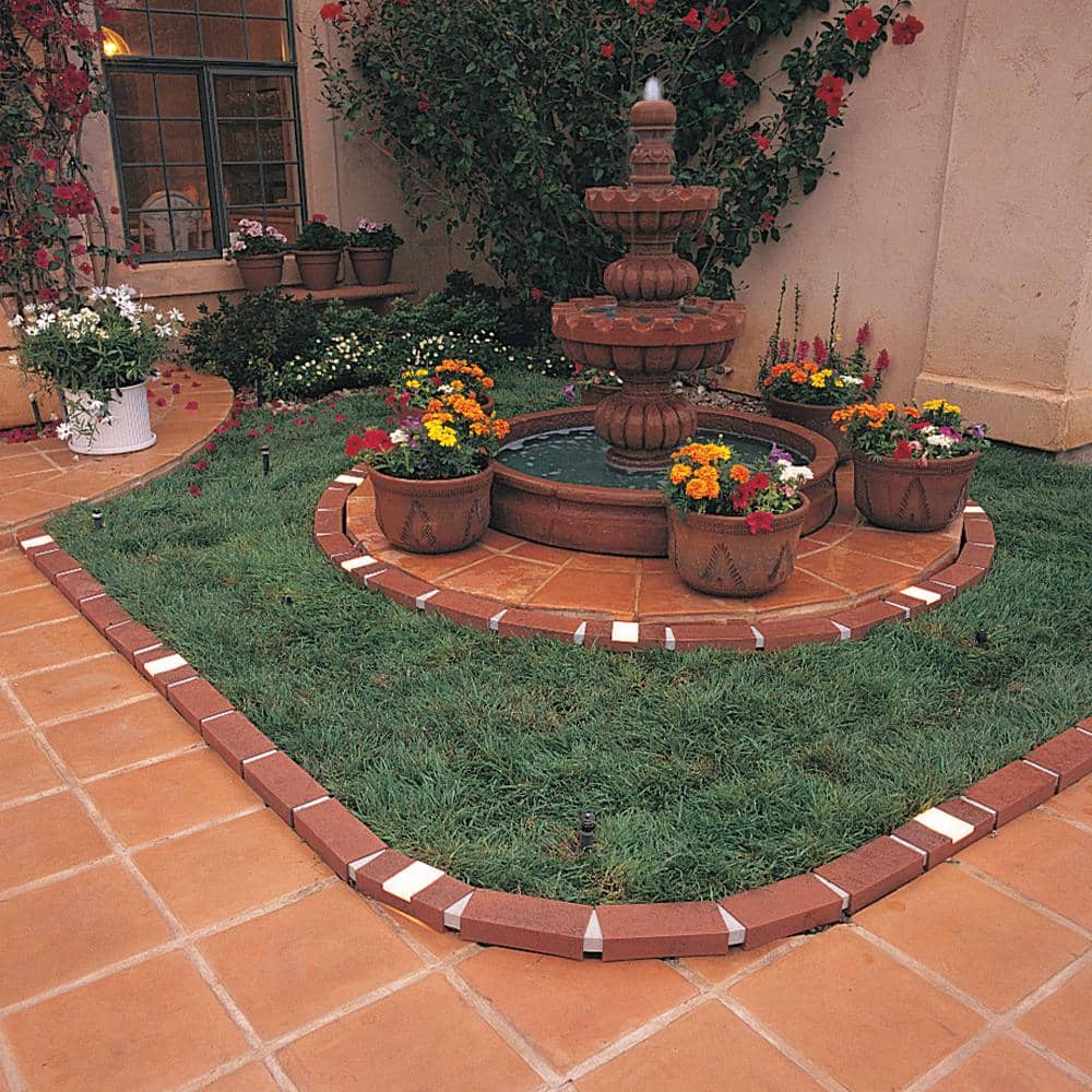 Terra Cotta Plastic Brick Edging with Solar Lights, 40 Ft