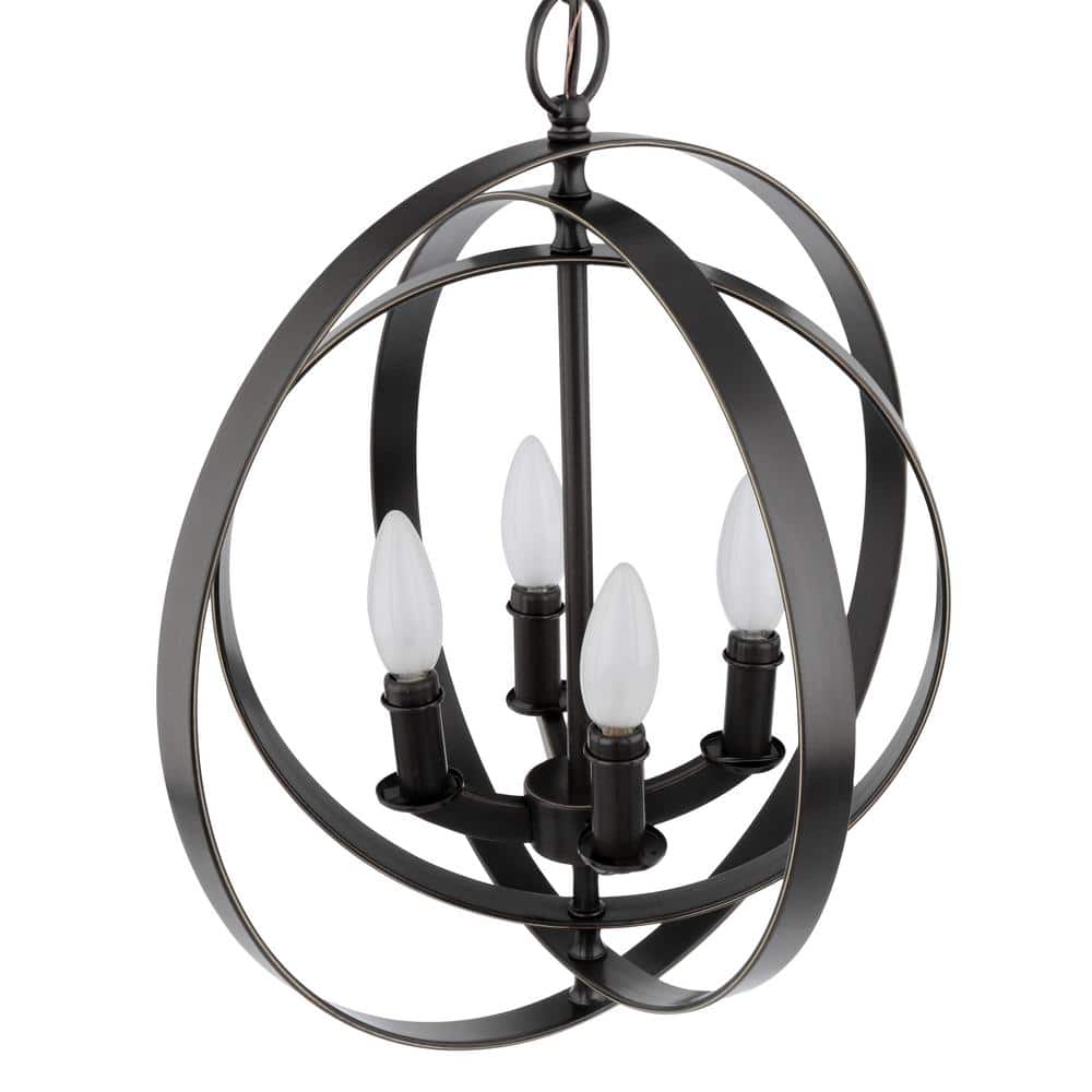 Antique Bronze 4-Light Globe Foyer Pendant