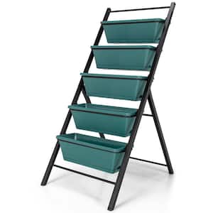 22.5 in. L x 29 in. W x 48.5 in. H 5-Tier Plastic Green Vertical Planter Box Elevated Raised Bed