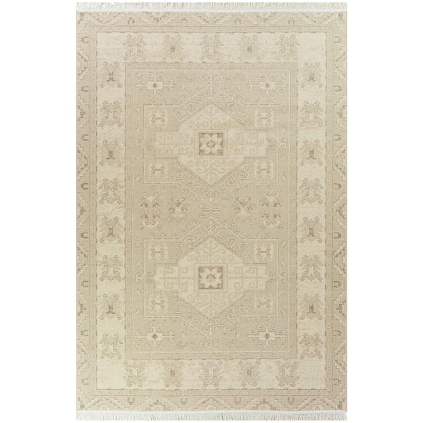 Home Decorators Collection Decklyn Taupe 5 ft. x 7 ft. Oriental Fringe Area Rug