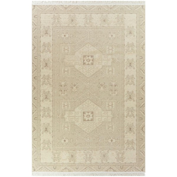 Home Decorators Collection Decklyn Taupe 5 ft. x 7 ft. Oriental Fringe Area Rug