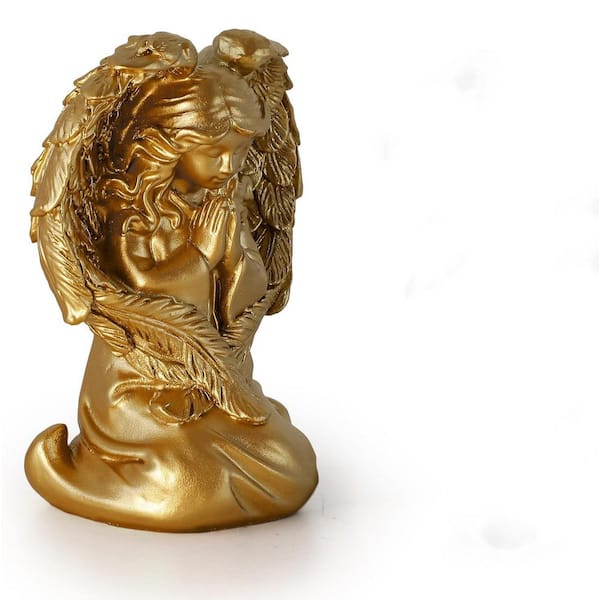 White 3 in. x 3.9 in. Resin Praying Angel Figurine