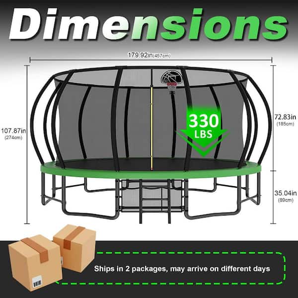 SUNRINX 15 FT Large Pumpkin type Trampoline with Enclosure in