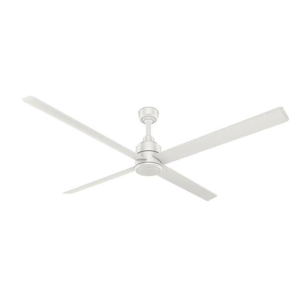 Hunter Industrial Trak 96 in. Indoor/Outdoor Fresh White Commercial Ceiling Fan with Wall Control For Patios or Bedrooms